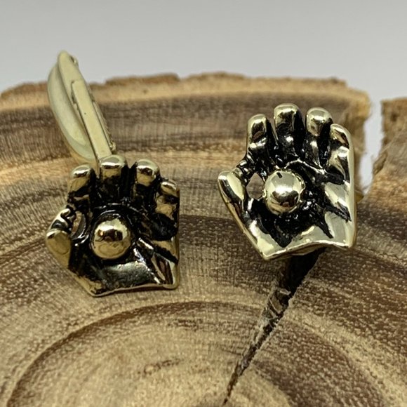 Gold Baseball Glove Cuff Links - Picture 3 of 3